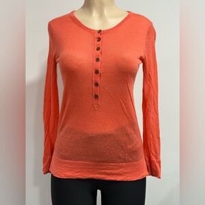 Theory Women's Long Sleeve Coral Button-Up Top Size PS